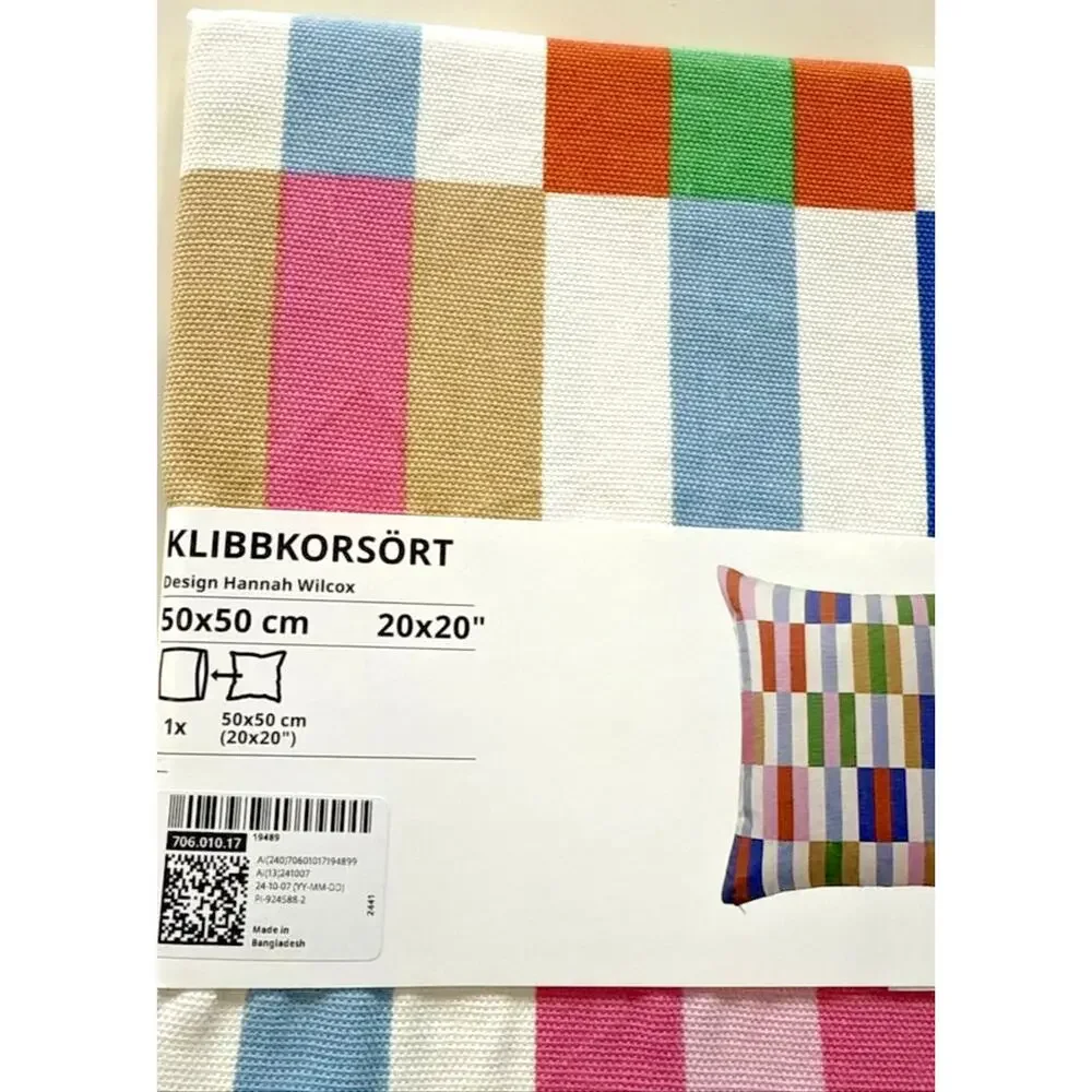 IKEA KLIBBKORSORT Cushion Cover Multicolor Checkered 20x20